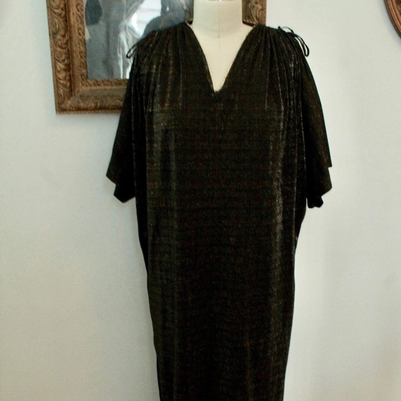 1980's Christian Dior Loungewear Sparkle Caftan with Drawstring Shoulders - Picture 1 of 5